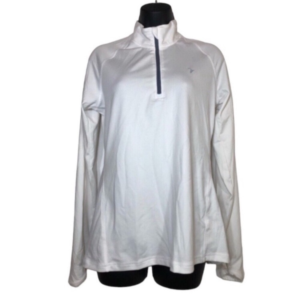 OLD NAVY Women’s Sz Medium White 1/4 zip Semi Fitted Long Sleeves Thumb Holes